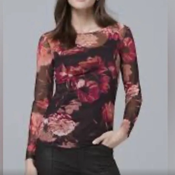 White House Black Market Tops - WHBM mesh floral blouse XS